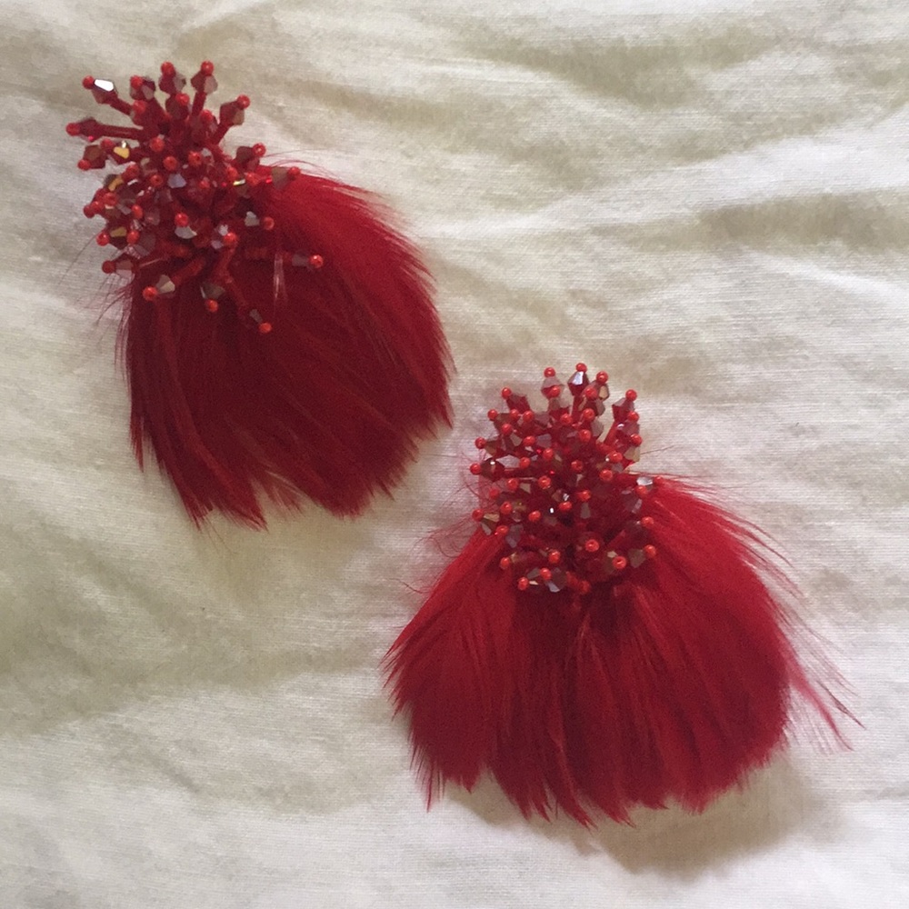 Mignonne Gavigan Red Feather Earrings